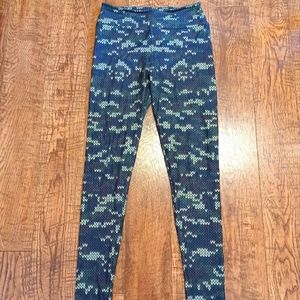 Rush Apparel Multi-Color Leggings Olive Yellow Brown Women's One Size
